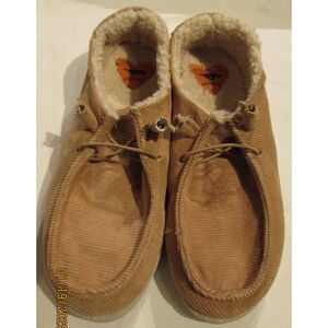 Women's rocket dog corduroy slippers tan fuzzy inside size 9 brown